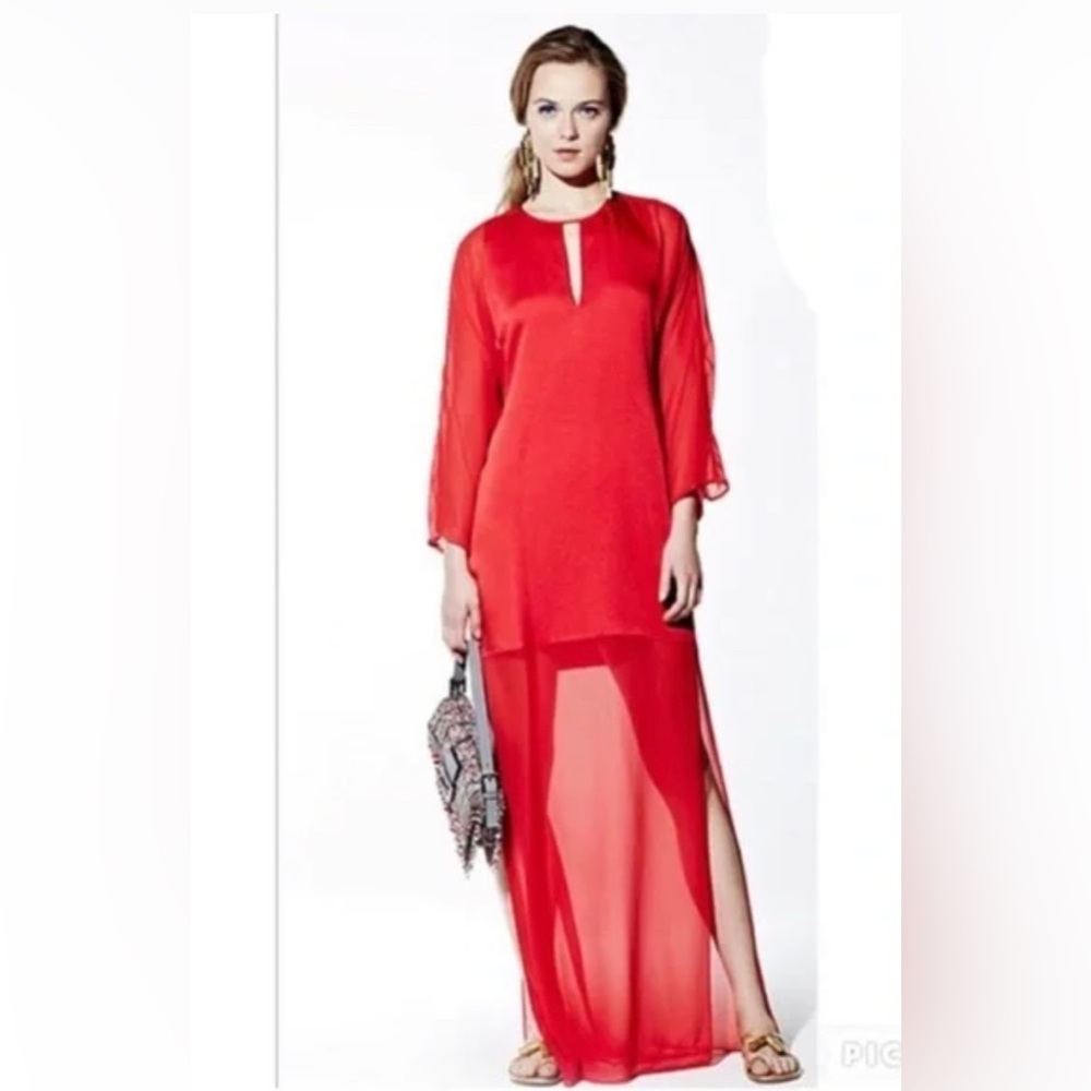 bcbgmaxazria runway silk red dress xxs